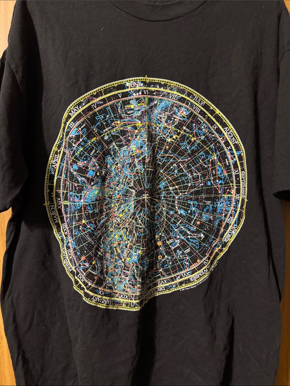 Men’s Black Cotton Expressions Limited XL T-Shirt with Colorful Star Map Graphic
